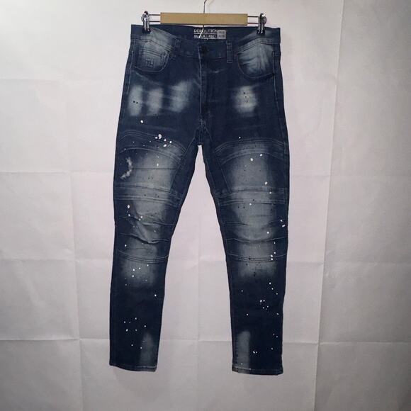 Demolition distressed blue jeans waist size 32 - Picture 1 of 7
